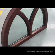 Janela de arco de madeira de carvalho vermelho Janela de design de janela de vidro de alumínio fixo